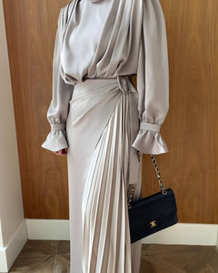 OEM Vente en gros de qualité supérieure, ensembles de deux pièces, abaya en satin, robe modeste, robe slim, ensemble abaya, jilbab, vêtements musulmans pour femmes - Product Image 5