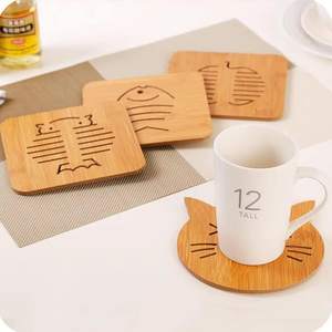 Sous-verre à thé en forme de tasse Sous-verres naturels en bois de qualité durable Vaisselle décorative Tapis et napperons Sous-verres Fourniture d'hôtels - Product Image 5