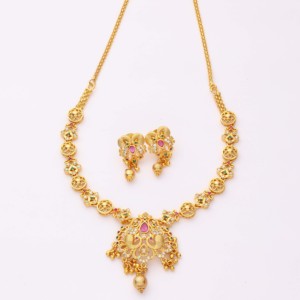 Collar tradicional de latón para mujer Chapado en Oro Laminado Chapado en oro mate con piedras CZ para ocasiones especiales Bodas - Product Image 2