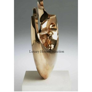 Sculpture en métal plaqué or d'art de travail contemporain unique moderne de nouveau modèle avec la base noire du fournisseur indien dans le bas prix - Product Image 3