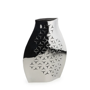 Urna de metal floral dorada pintada a mano con acabado brillante para decoración de lujo. Disponible a precios de mayoreo. - Product Image 4