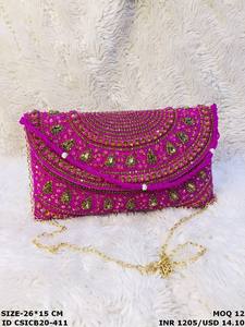 Handmade Handcrafted Ethnic Bridal <b>Clutch</b> Luxury Designer Square Pattern Sling <b>Bag</b> for <b>Weddings</b> & Special Occasions - Product Image 2