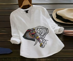 NUEVO TOP LARGO HASTA EL SUELO CON CUELLO CREPE Y ESTAMPADO DIGITAL VINTAGE, ESTILO A-LINE, ENCAJE ECOLÓGICO Y NATURAL PARA MUJER, IDEAL PARA LA OFICINA - Product Image 1