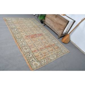 พรมตุรกีทำด้วยมือสีเบจส้มคลาสสิกขนาด4.5x7.4ฟุตทรงสี่เหลี่ยมโถงทางเดินสำหรับทางเข้าห้องนั่งเล่นพรมข้างเตียง - Product Image 5