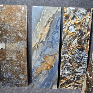 Carreaux de sol en marbre de porcelaine émaillée polie 750x1500 avec accents 75x150 marbre sosie pour intérieurs de luxe - Product Image 1