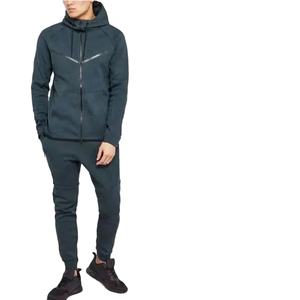 Conjunto Deportivo para Hombre, Color Gris Oscuro, con Chaqueta con Capucha y Cremallera y Pantalones Jogger, Dos Piezas, para Deportes, Fitness y Uso Casual - Product Image 1