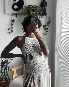 Boho Cotton Hand Woven <b>Festival</b> Clothing Bustier Crop <b>Top</b> Women Macrame Beach Dress - Product Image 4