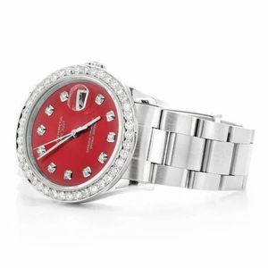 Moissanite Diamant Classique Montre Cadran Rouge Lunette en Acier Inoxydable Unisexe Automatique VVS Clarté Logo Personnalisé Vente en Gros - Product Image 2