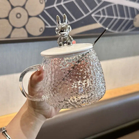 Verre résistant à la chaleur couvercle ours mignon et cuillère tasse cadeau tasse eau boisson café bureau maison tasse à thé