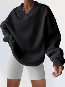 Femmes de haute qualité coton polaire pull à capuche Logo personnalisé imprimé surdimensionné ample tricoté sweat à capuche décontracté hiver - Product Image 6