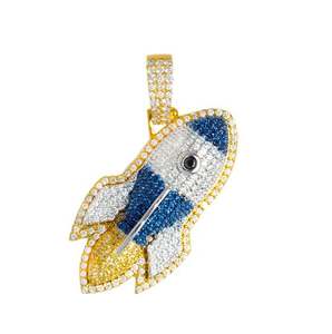 Pendentif Rocket personnalisable, finition taillée, moissanite, hip hop, pendentif en diamant glacé pour hommes et femmes - Product Image 3