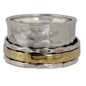 Bague spinner faite à la main en argent sterling 925 de créateur, fournisseur de bijoux, bagues à texture unique en argent sterling 925 d'Inde - Product Image 1