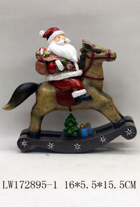 Adornos navideños <span class=keywords><strong>de</strong></span> resina Papá Noel en caballo mecedora Estatuilla <span class=keywords><strong>de</strong></span> arcilla <span class=keywords><strong>de</strong></span> madera Decoración navideña para el hogar Regalo <span class=keywords><strong>de</strong></span> vacaciones - Product Image 4