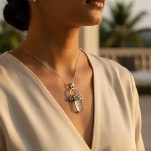 "<b>Clear</b> <b>Quartz</b> Crystal Pendant <b>Necklace</b> for Women-925 Silver Gift" - Product Image 2