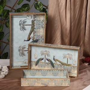 Plateau de service multifonctionnel ovale en bois laqué pour desserts et fromages avec rangement pour bijoux, design moderne, FABRIQUÉ EN INDE PAR SHAAD - Product Image 3