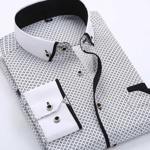 Chemises habillées en coton pour hommes Chemise formelle solide à manches longues extensible sans plis Chemises boutonnées décontractées d'affaires - Product Image 4