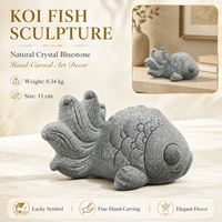 Petite sculpture de carpe en cristal de turquoise naturel, artisanat poli, ornement de décoration intérieure, artisanat en cristal