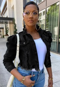 Nouvelle veste élégante pour femme en détresse personnaliser 100% coton vente en gros veste en jean nouvelle veste en jean à capuche lavée - Product Image 3