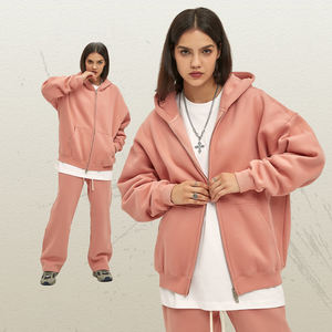 Logo personnalisé 100% coton lourd 350gsm surdimensionné épais goutte épaule Boxy Fit recadrée sweat à capuche zippé pour hommes sweats à capuche brodés - Product Image 3