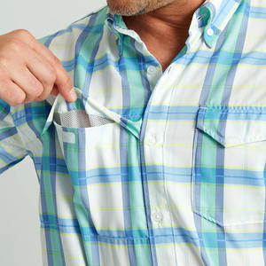 Suministro de fábrica personalizado 97% nylon 3% spandex pesca manga corta Camisa abotonada hombres camisa de compresión manga corta - Product Image 5