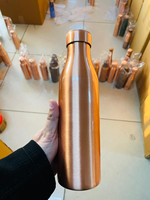 ARTISAN CRAFT Botella de Agua de Cobre 100% Puro de la Mejor Calidad, a Prueba de Fugas, Acabado Martillado Antiguo, Asa de Estilo Clásico, Ecológica