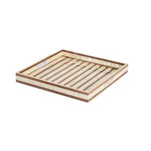 Bandeja de Servicio con Incrustaciones de Resina y Asa Dorada, Vajilla Moderna de Lujo para Decoración de Cocina y Comedor, 10x12 Pulgadas - Product Image 6