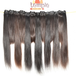 Fabrica recto virgen indio templo procesamiento ninguno cutícula alineada máquina doble trama onda profunda tejido cabello humano - Product Image 1