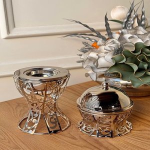 Vente directe usine – Ensemble brûleur de bakhour de luxe à lettres arabes en acier inoxydable, diffuseur d'encens anti-odeur toutes saisons pour bois de santal - Product Image 1