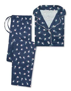 Set <span class=keywords><strong>pigiama</strong></span> da <span class=keywords><strong>donna</strong></span> in flanella <span class=keywords><strong>a</strong></span> maniche lunghe con bottoni sul davanti e pantalone - Product Image 1