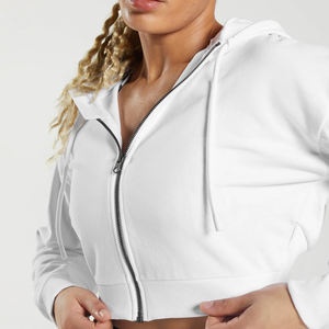 High Quality Cotton Fleece <b>Gym</b> Crop Top <b>Hoodies</b> for Women Winter Fitness Crop Top <b>Hoodies</b> Zip Front Print Logo Latest Design - Product Image 6