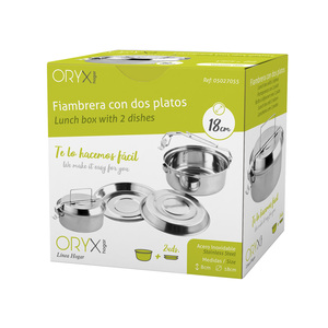 Contenitore per il pranzo in acciaio inossidabile con 2 piatti (18 cm). - Product Image 6