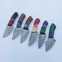 Cuchillo de Acero de Damasco Hecho a Mano de 356 Capas, Mango Pakka de Madera y Hueso con Funda de Cuero Gratis, Cuchillo de Supervivencia de Caza