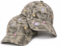 Casquette de baseball camouflage vintage en coton délavé, 6 panneaux, imprimé étoile strass, visière incurvée, ajustable, streetwear, pour femme, extérieur