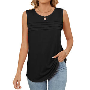 Camiseta sin mangas de verano para mujer, tallas S-XXL, estilo chino, transpirable, ecológica, 100% poliéster, diseño plisado, sin mangas - Product Image 5