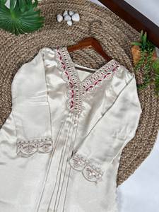 Moonga Silk Foux Gorgette pour Salwar Kameez, haut semi-couturié avec micro-lehenga, réversible, pour mariages et occasions Diwali, taille 44 - Product Image 2