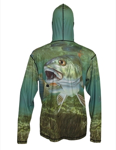 Sudadera con capucha de pesca de manga larga con protección UPF para hombre, camisa de tela de protección solar transpirable ligera para viajes en lago o barco - Product Image 2