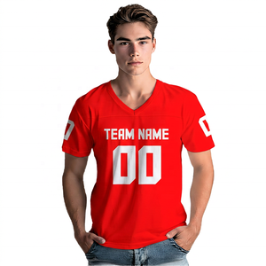 เสื้อฟุตบอลอเมริกันคอวีพิมพ์ลายตามสั่งสำหรับผู้ชาย ทีม 00 GLORY เป็นมิตรกับสิ่งแวดล้อม แห้งเร็ว ระบายอากาศได้ดี ผลิตจากโพลีเอสเตอร์ 100% แขนสั้น - Product Image 3