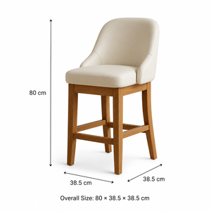 Chaise de comptoir moderne rembourrée crème avec accoudoirs, tabouret de bar à structure en bois massif pour cuisine, hôtel, restaurant, vente en gros, exportation - Product Image 3