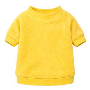 เสื้อสเวตเชิ้ตสุนัขขนฟลีซสีเหลืองเข้ม ผ้าพลัฌอุ่นสบาย คอริบ  ชุดฤดูหนาวแสนสบายสำหรับสุนัขตัวเล็ก - Product Image 4