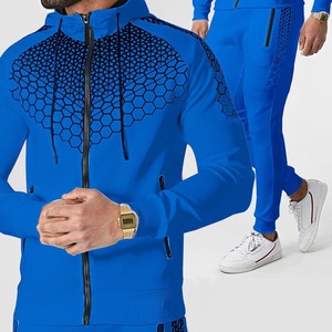 Venta al por mayor de alta calidad personalizado en blanco para hombre chándal para hombre conjuntos de hombres Sweatsuite pantalones de manga larga conjunto de hilo de color empalmado - Product Image 5