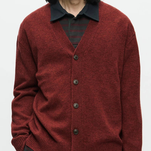 Pull en maille pour homme, coupe décontractée, poignets élastiques exclusifs, col en V, boutonné, élégant, poignets élastiques - Product Image 1