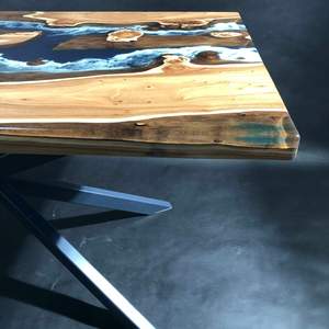 Table à manger en bois massif sur mesure « Rostov » – Table de salle à manger artisanale en dalle de bois dur de qualité supérieure - Product Image 3