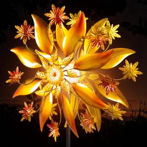 सौर संचालित हस्तनिर्मित कला डेको ग्लास गेंद मौसम प्रतिरोधी धातु पवन स्पिनर यार्ड सजावट - Product Image 1