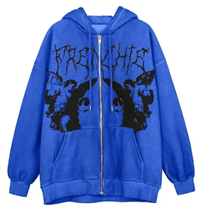 Ensemble de pantalons de survêtement à capuche zippés délavés à l'acide vintage avec logo personnalisé Streetwear rétro imprimé à la décoloration du soleil Vêtements pour hommes Design 3D doublé - Product Image 5