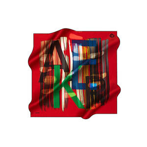 <b>Red</b> Silk Square <b>Scarf</b> with Designer Leopard and Dot Pattern - Product Image 2