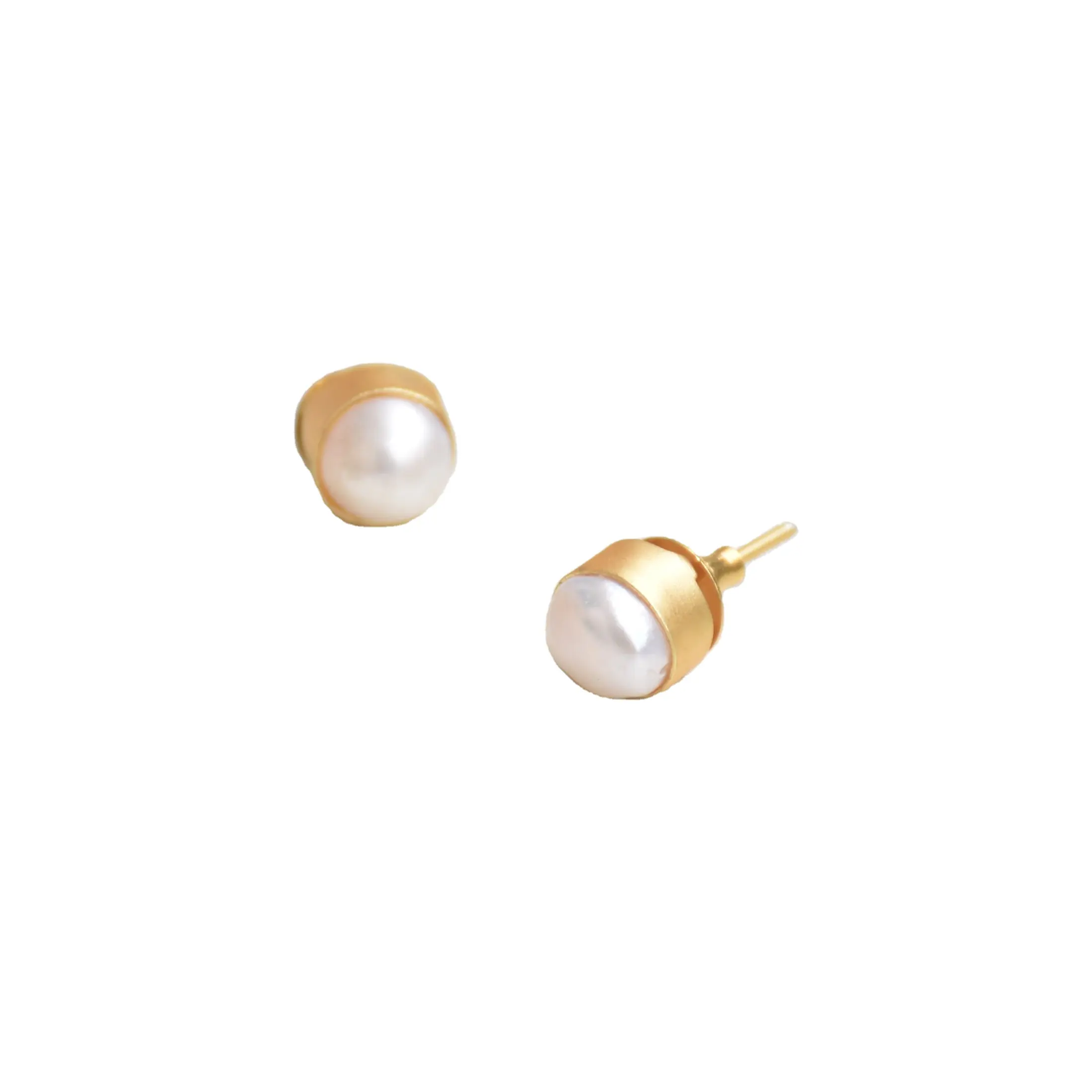 Irregular Women 18K Gold Plated Real Natural Gold plated Stud Earring Fine Jewelry Freshwater Baroque Pearl Earring High quality