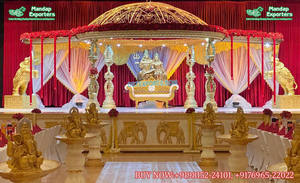 งานแต่งงานแบบดั้งเดิม FRP Kalyan Mandap ตกแต่ง Mandap เหตุการณ์แต่งงานทมิฬกับการจัดงานแต่งงานทางตอนใต้ของดอกไม้งานแต่งงานทอง Mandap เลสเตอร์ - Product Image 2