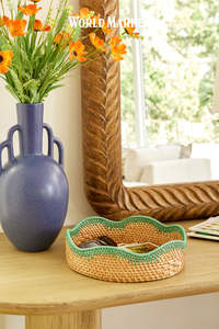 Bandeja de servicio de ratán hecha a mano para decoración del hogar de diseño único moderno o bandeja de caña o bambú a un precio razonable - Product Image 3