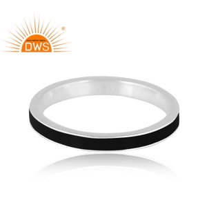 Bague élégante en argent sterling fin, émail noir, best-seller, bijoux en argent pour femme, cadeau pour elle - Product Image 4