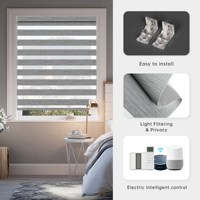 Persianas Opacas Premium, Persianas Zebra, Persianas Inteligentes con Control por Voz Eléctrico, Persianas de Privacidad